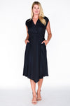 Midnight Satin Surplice Dress