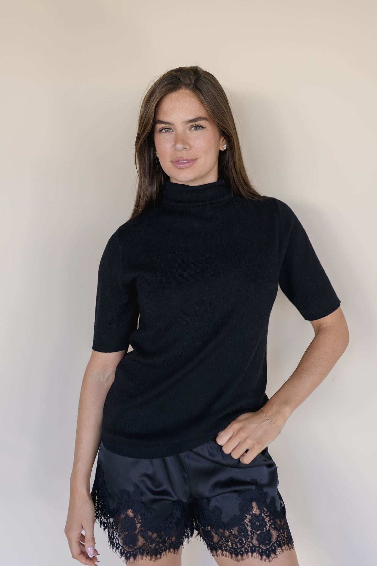 Mona Ribbed Mock Neck Top