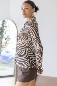 Wild Side Mesh Button Up