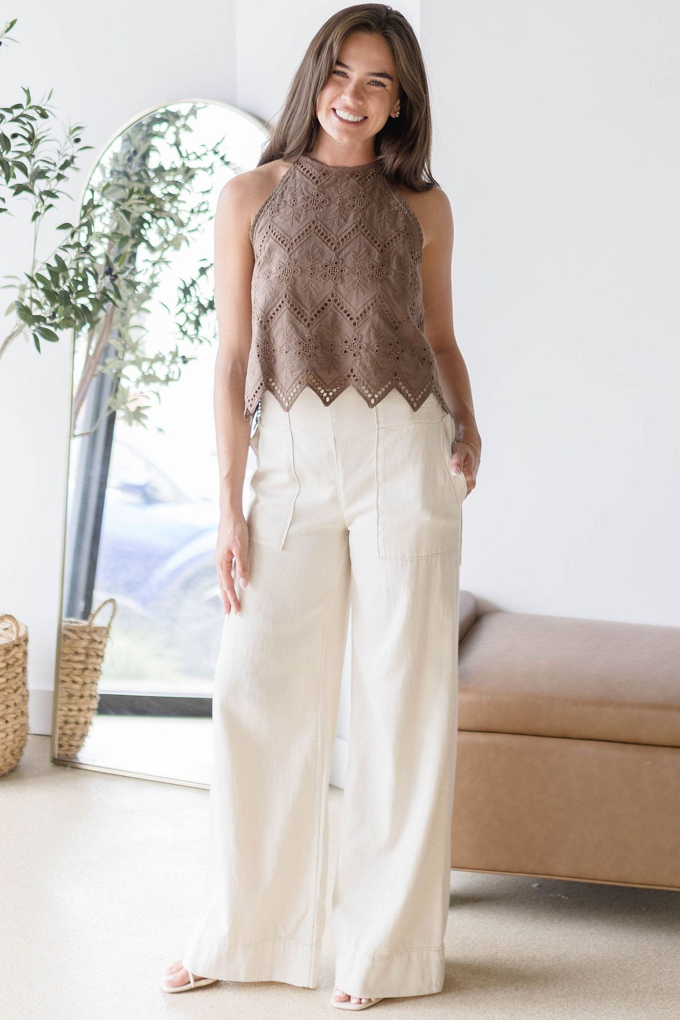 Zurie Eyelet Halter Top