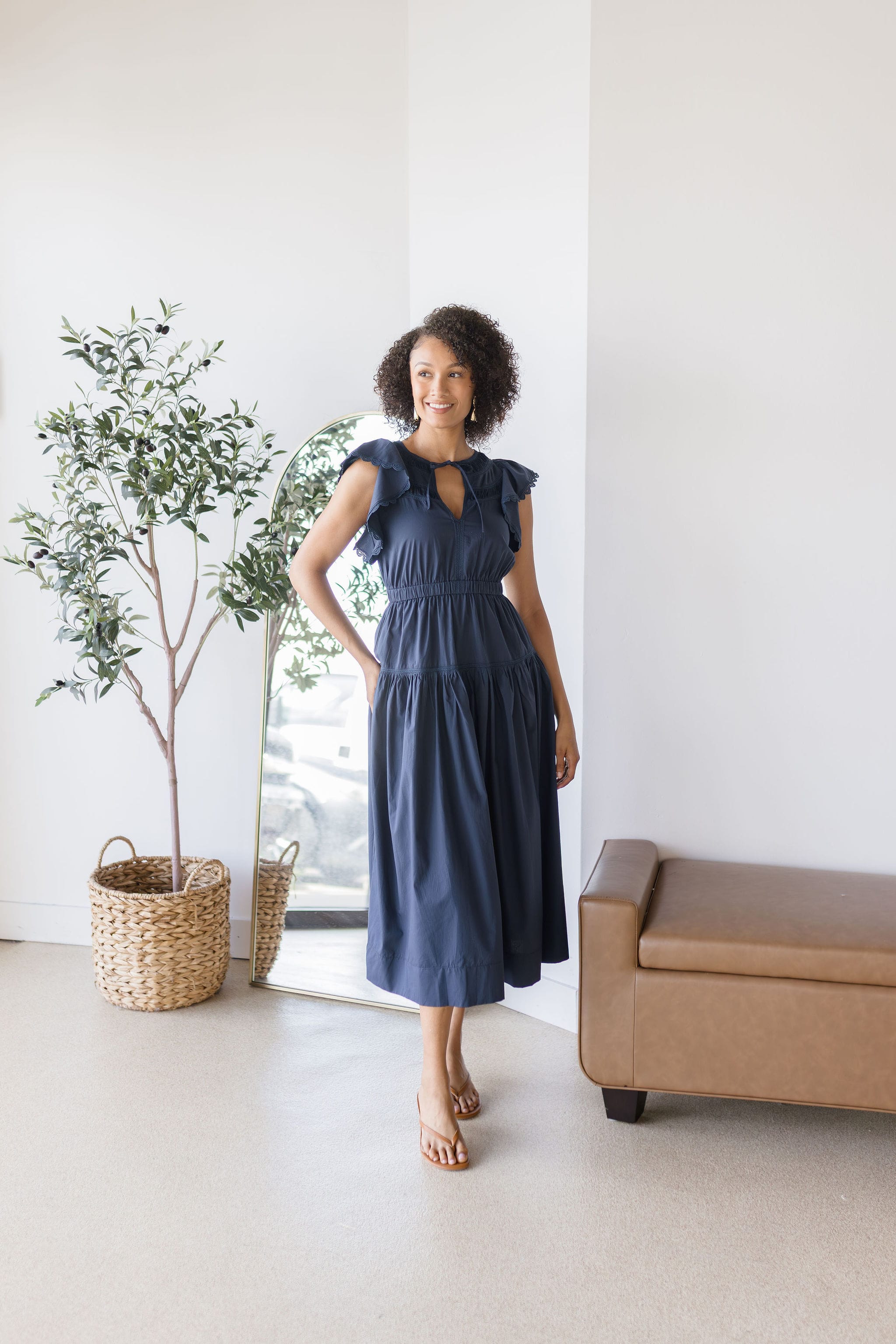Bellmont Ruffle Sleeve Midi Dress