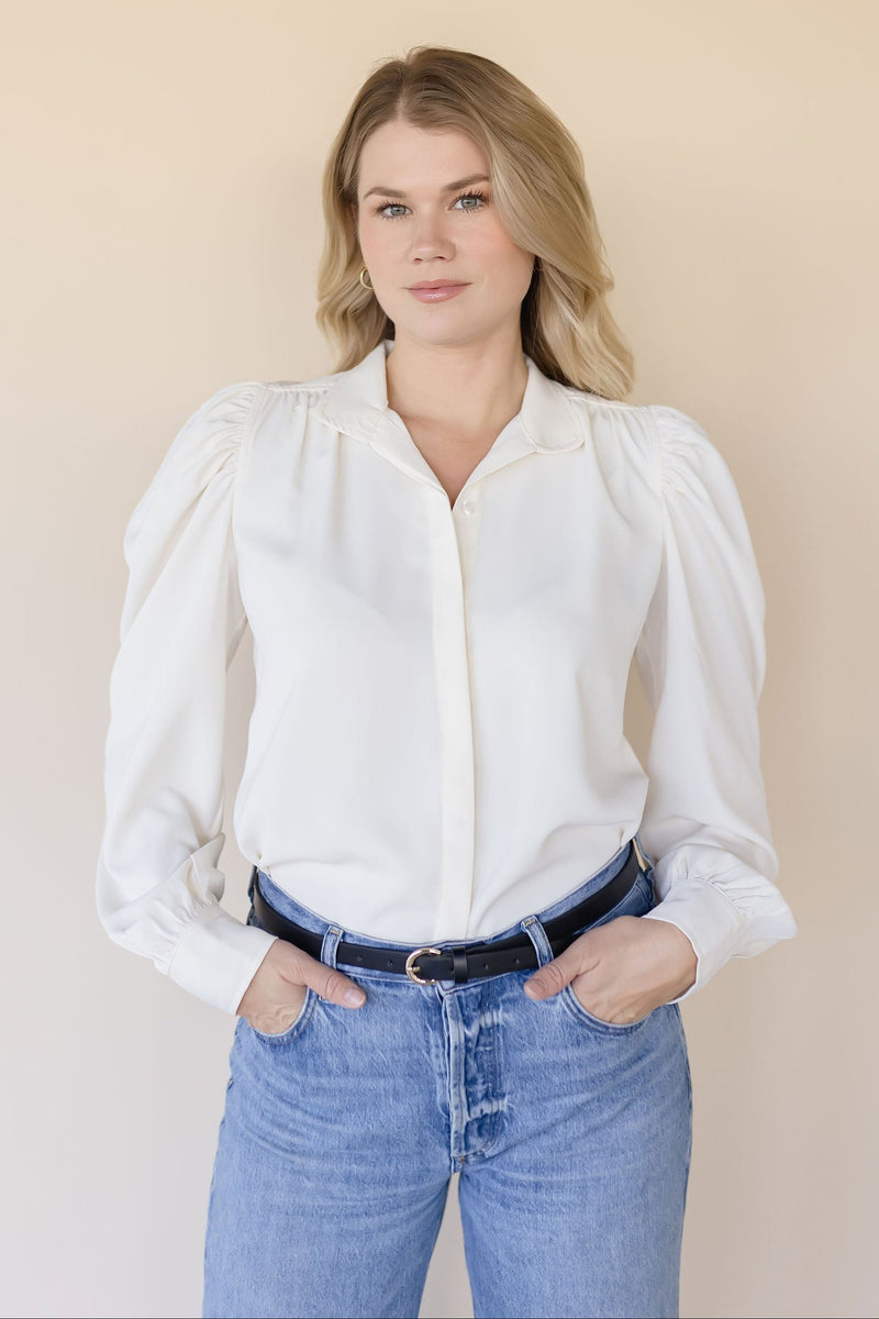 Cate Long Sleeve Ruched Blouse