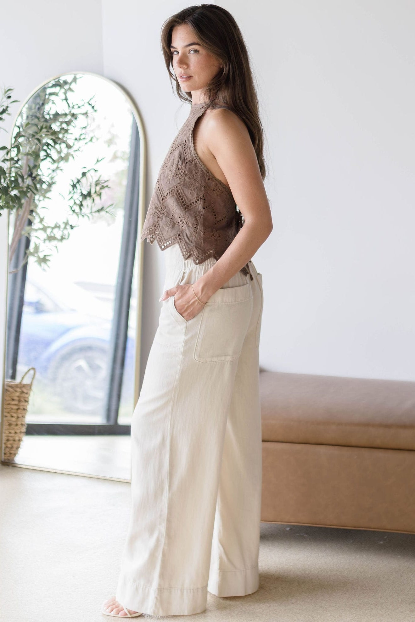 Zurie Eyelet Halter Top