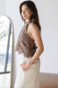 Zurie Eyelet Halter Top
