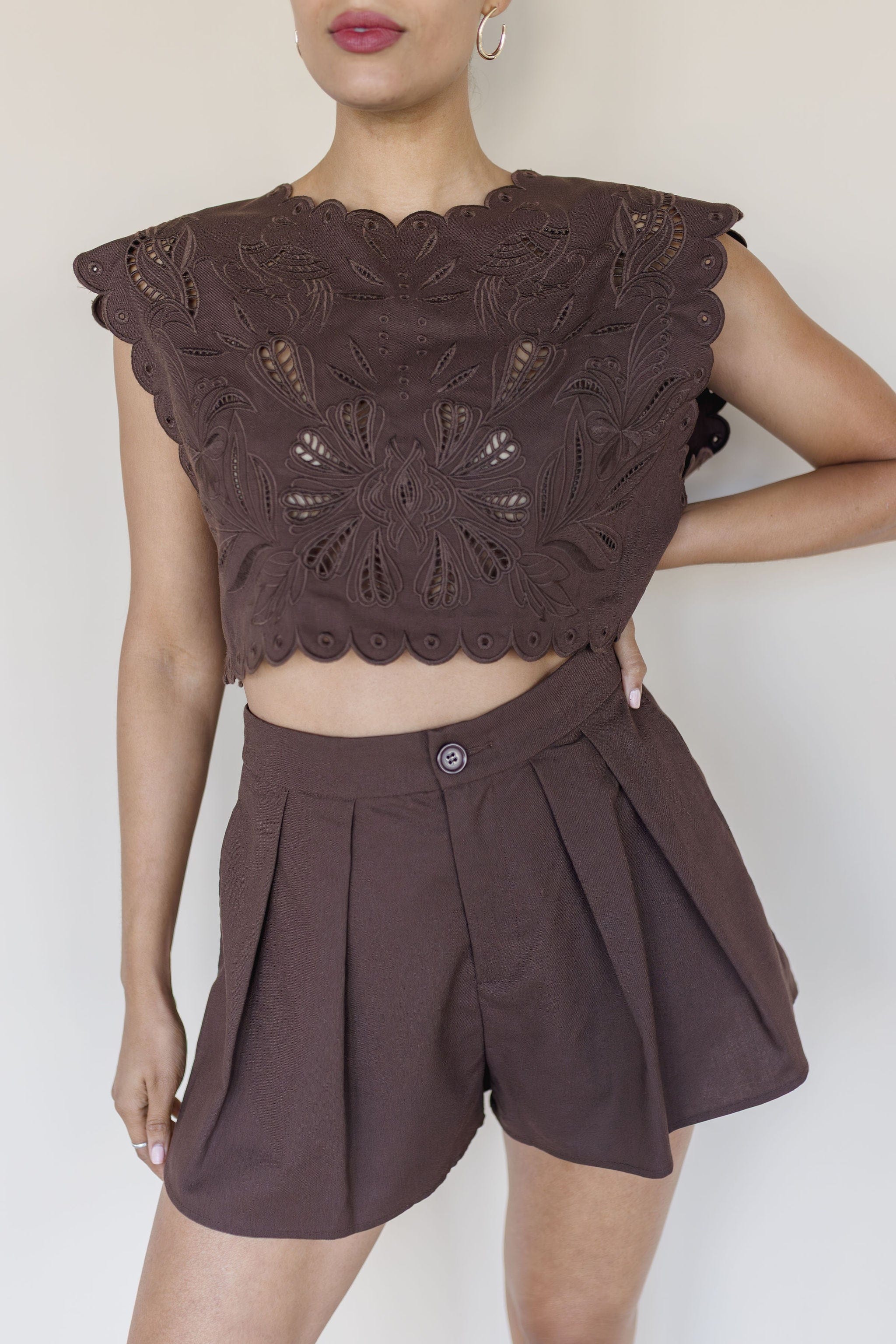 Leighton Embroidered Crop Top Leighton Embroidered Crop Top