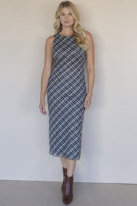 Plaid Mesh Maxi Dress