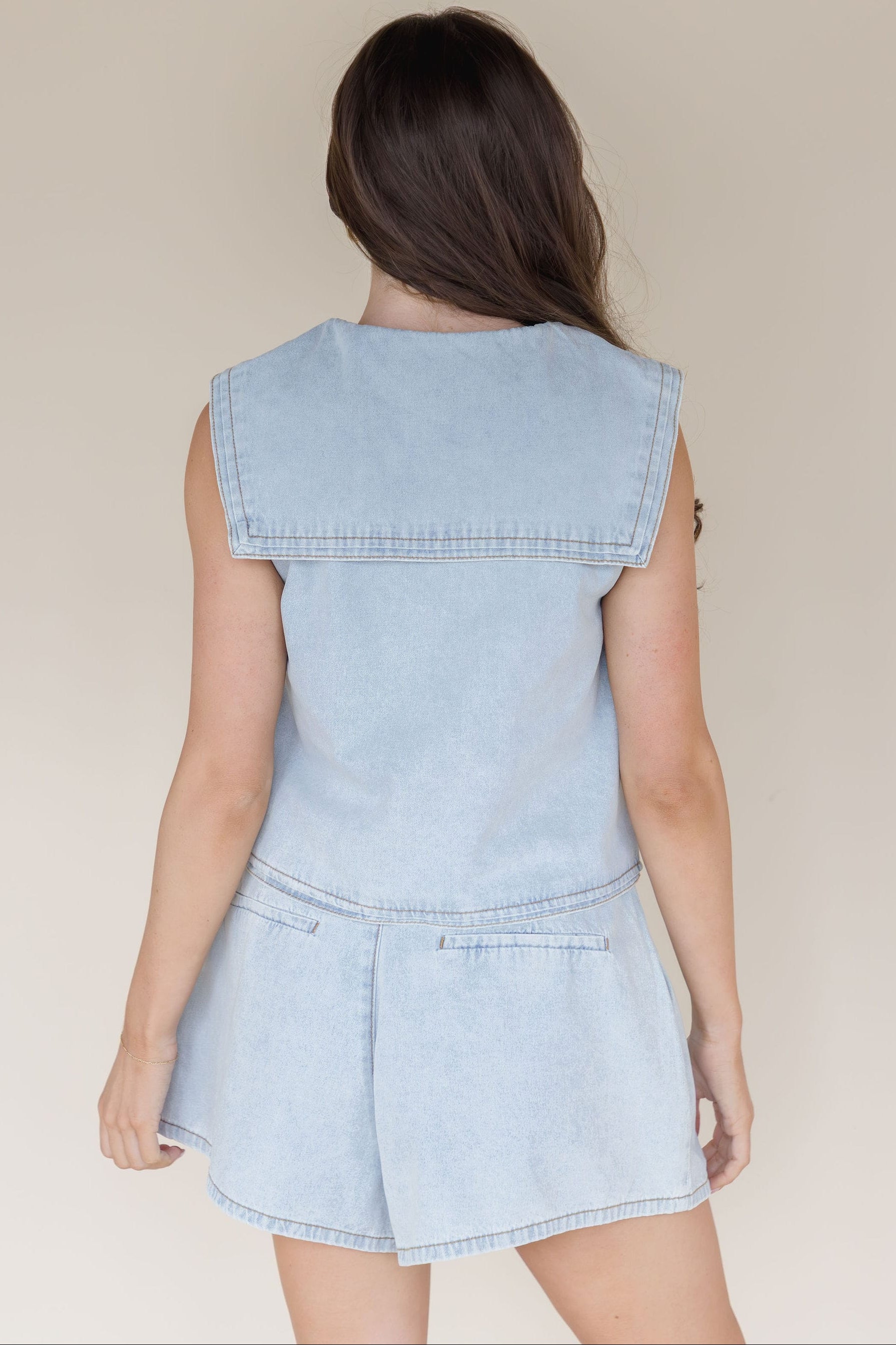 After Hours Button Front Denim Top