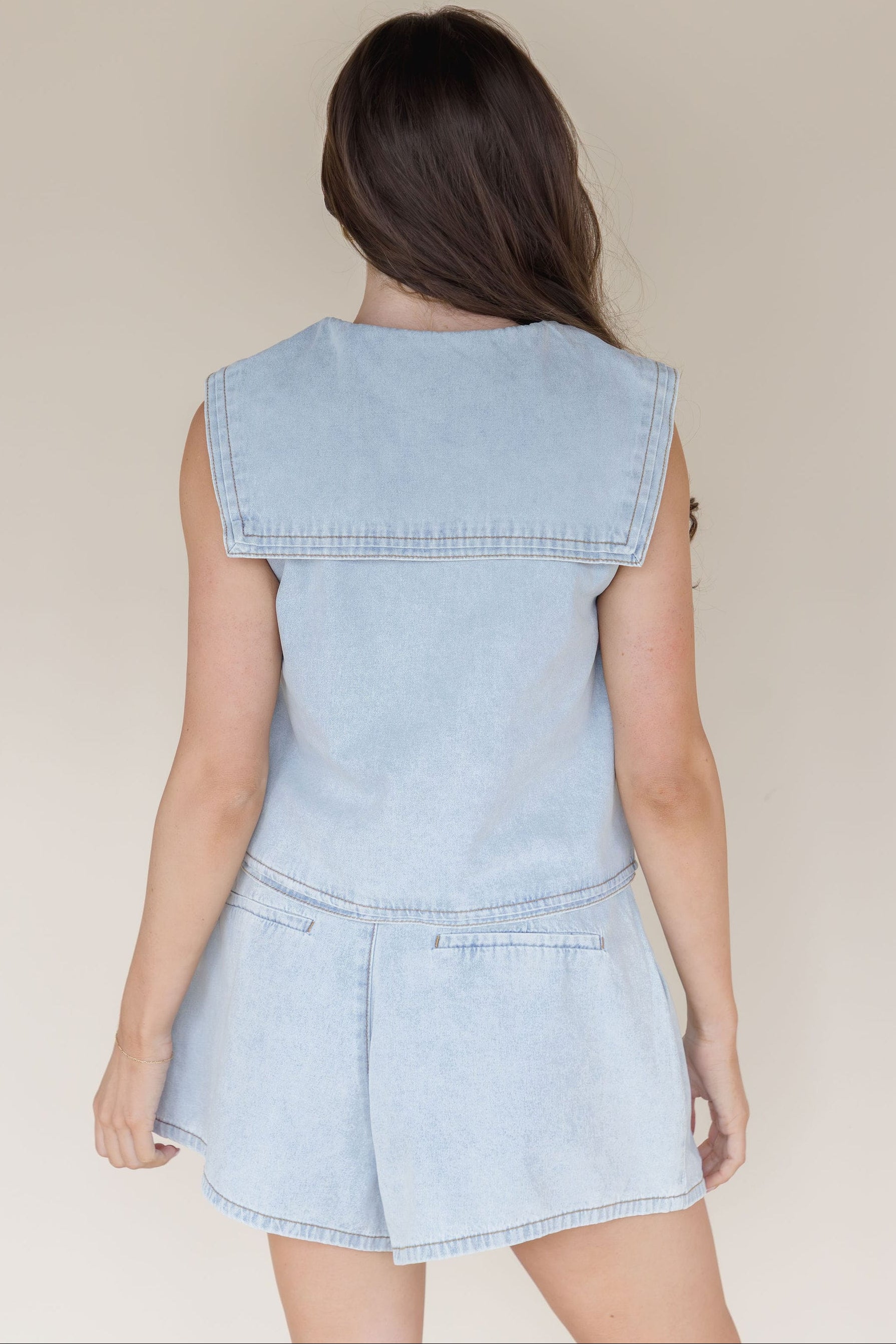 After Hour Pleated Denim Shorts