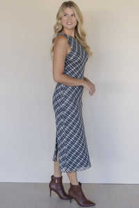 Plaid Mesh Maxi Dress