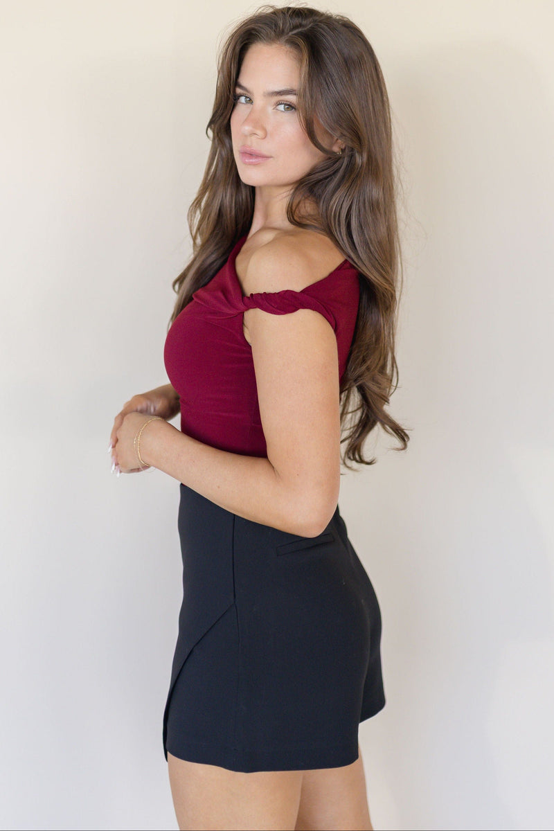 Ramy Mesh Assymetric Twist Top Ramy Mesh Assymetric Twist Top