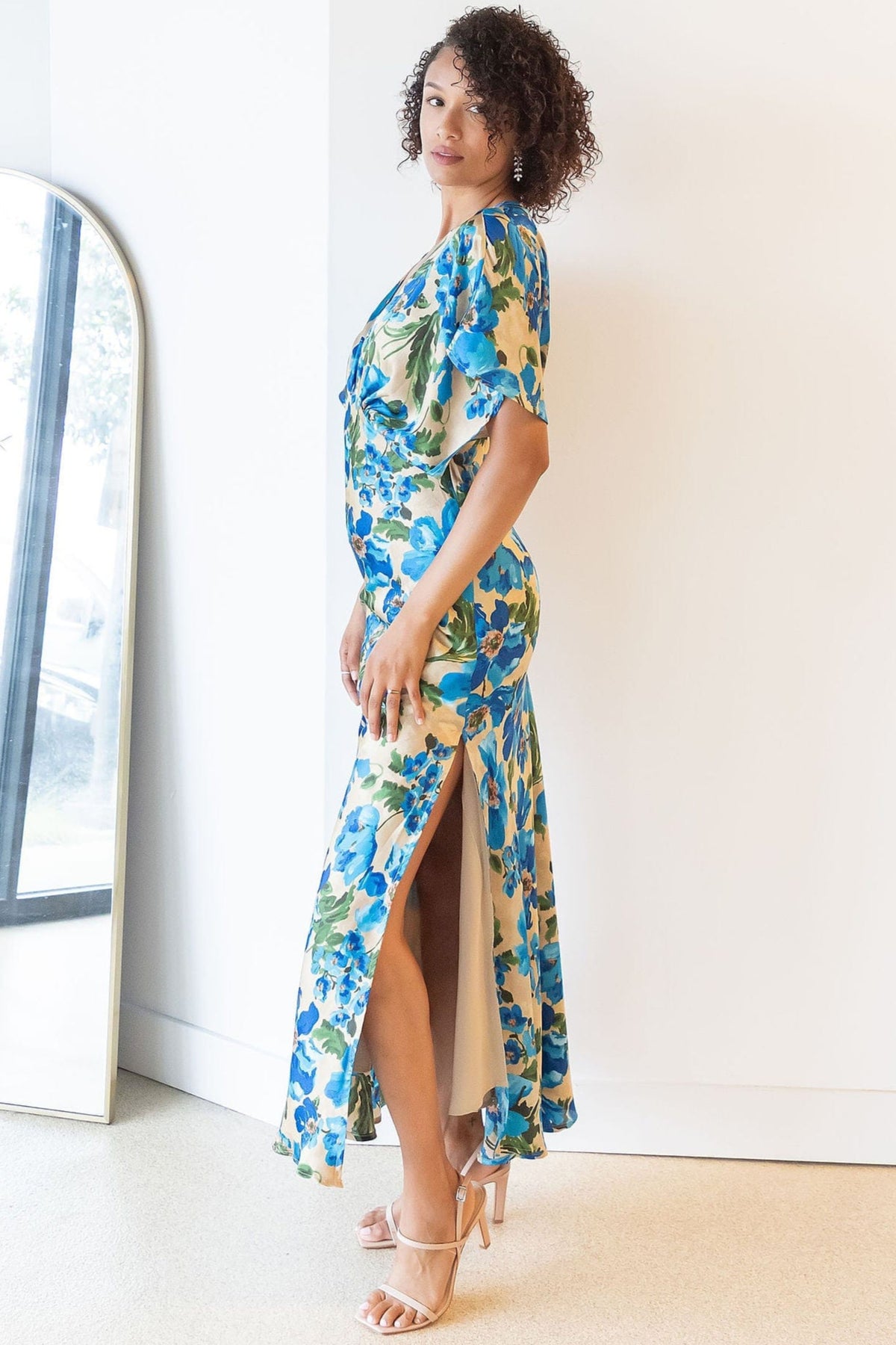 wild bloom midi dress WREN The Label Art Of Bloom Blouson Bodice Midi Dress | Wild Dove Boutique