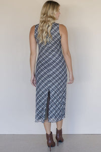 Plaid Mesh Maxi Dress