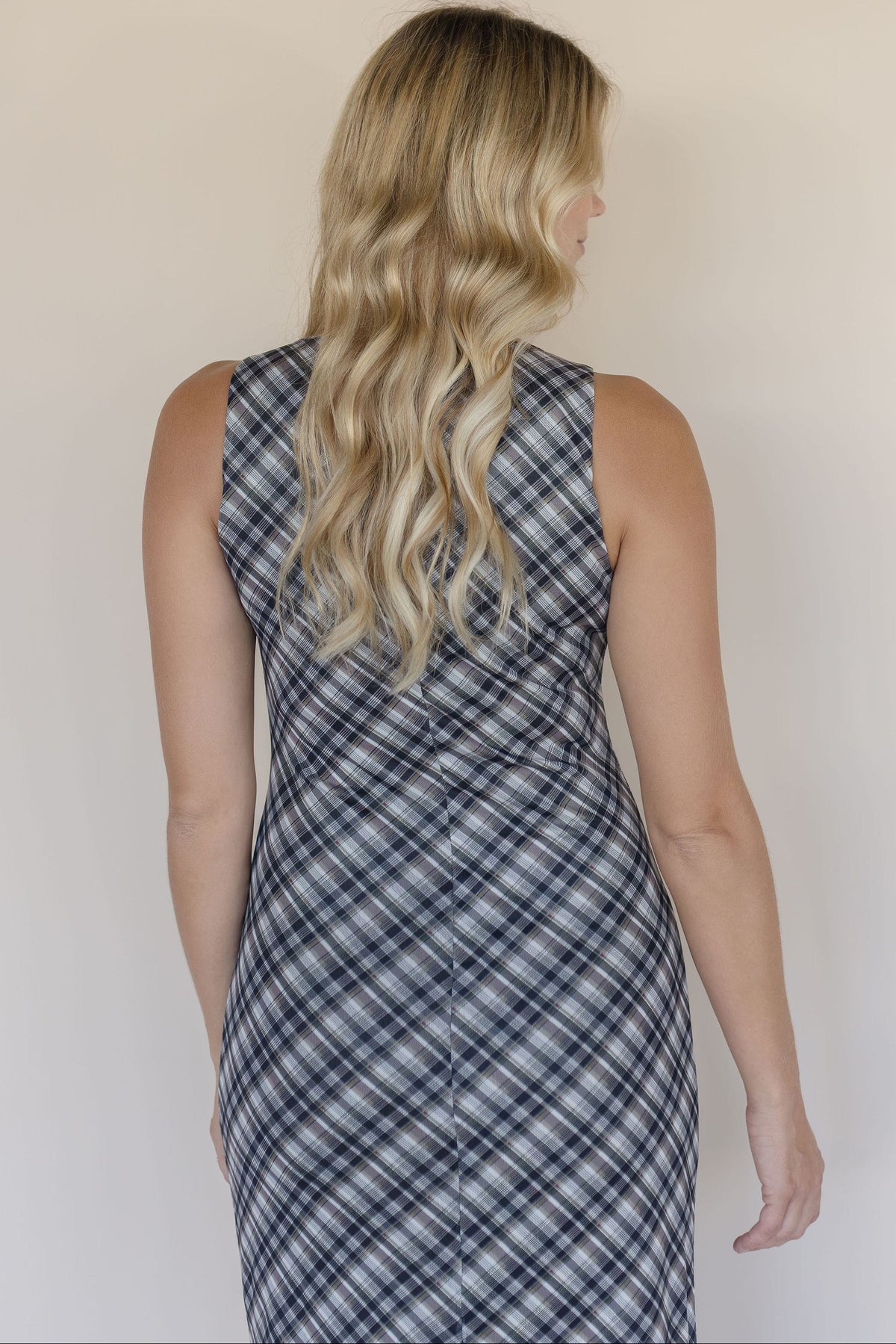 Plaid Mesh Maxi Dress