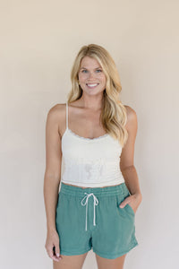 Double Lace Trim Textured Brami