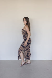 Stolen Glance Floral Mesh Off The Shoulder Maxi Dress