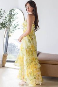 Alison Floral Tiered Drop-Waist Maxi Dress