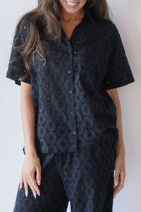 Louisa Eyelet Button Down Shirt