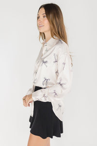 Eloise Satin Bow Button Down