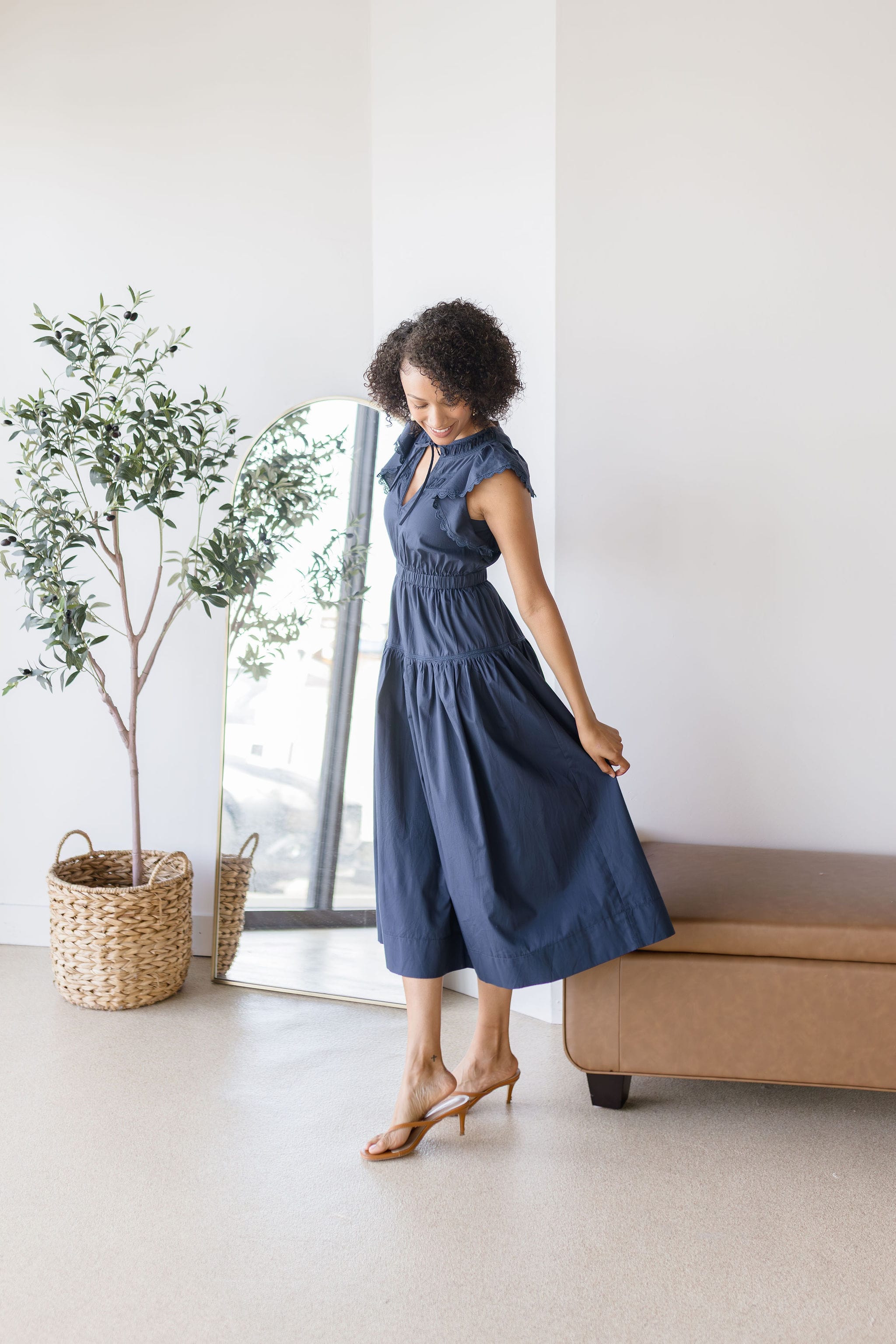 Bellmont Ruffle Sleeve Midi Dress