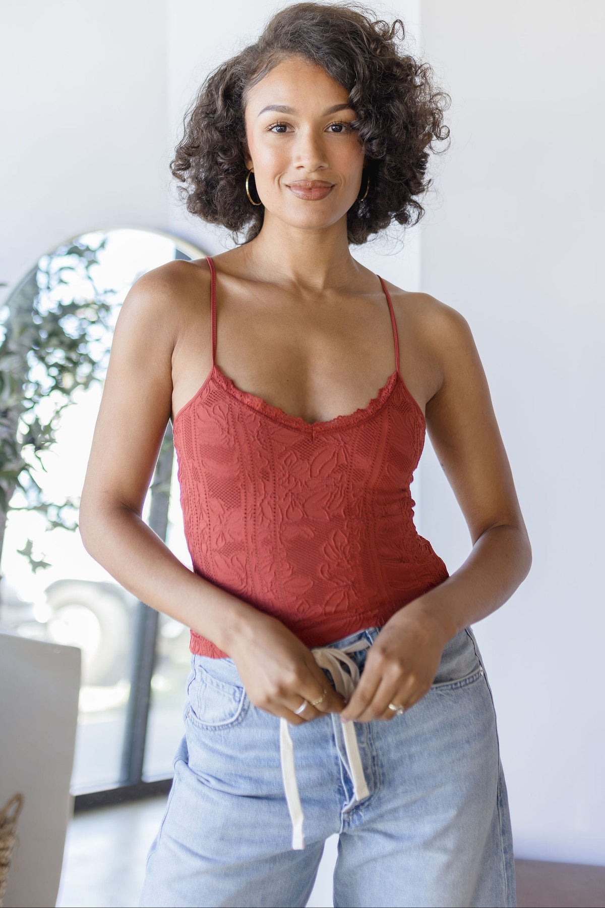 Double Lace Trim Textured Brami