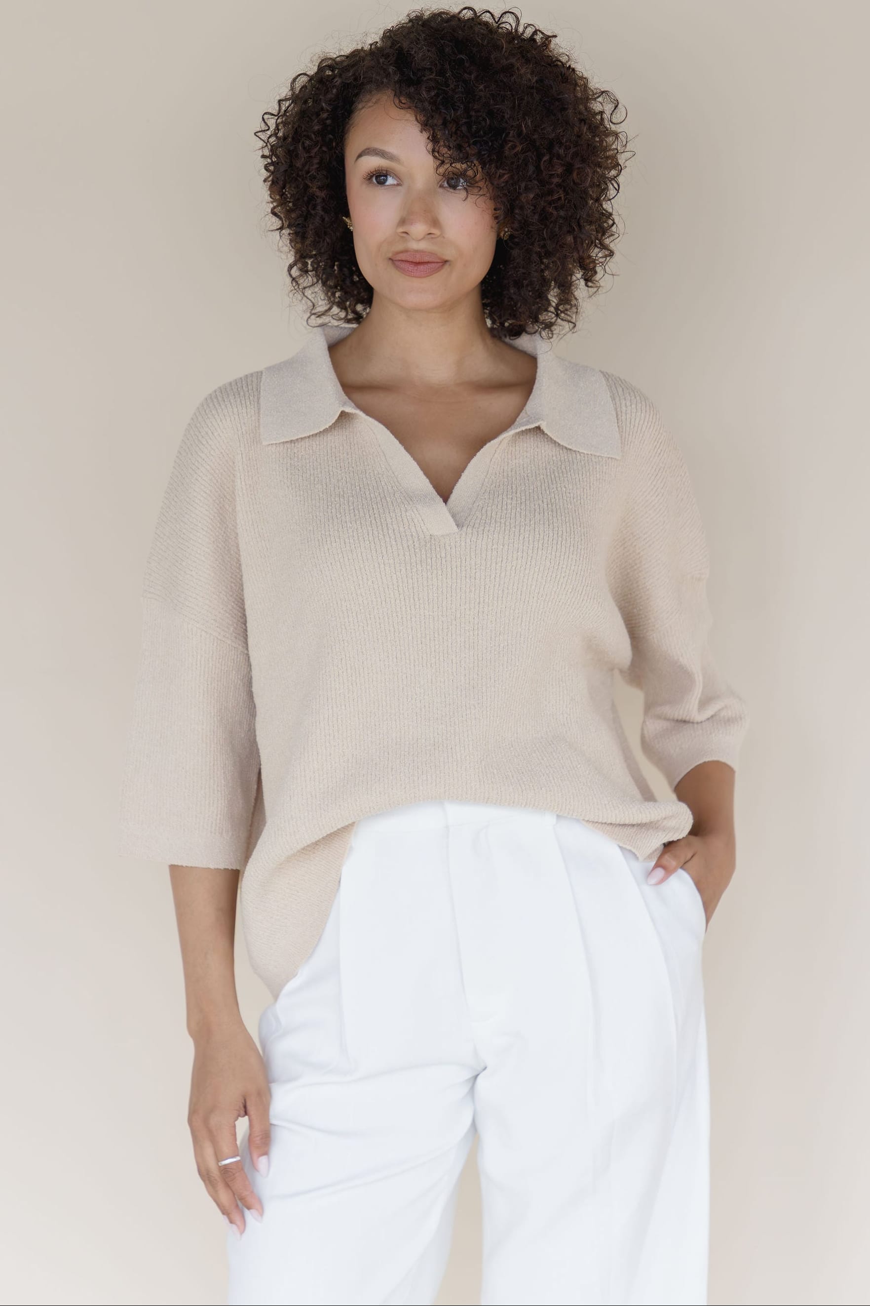 Carmen Collared Knit Top