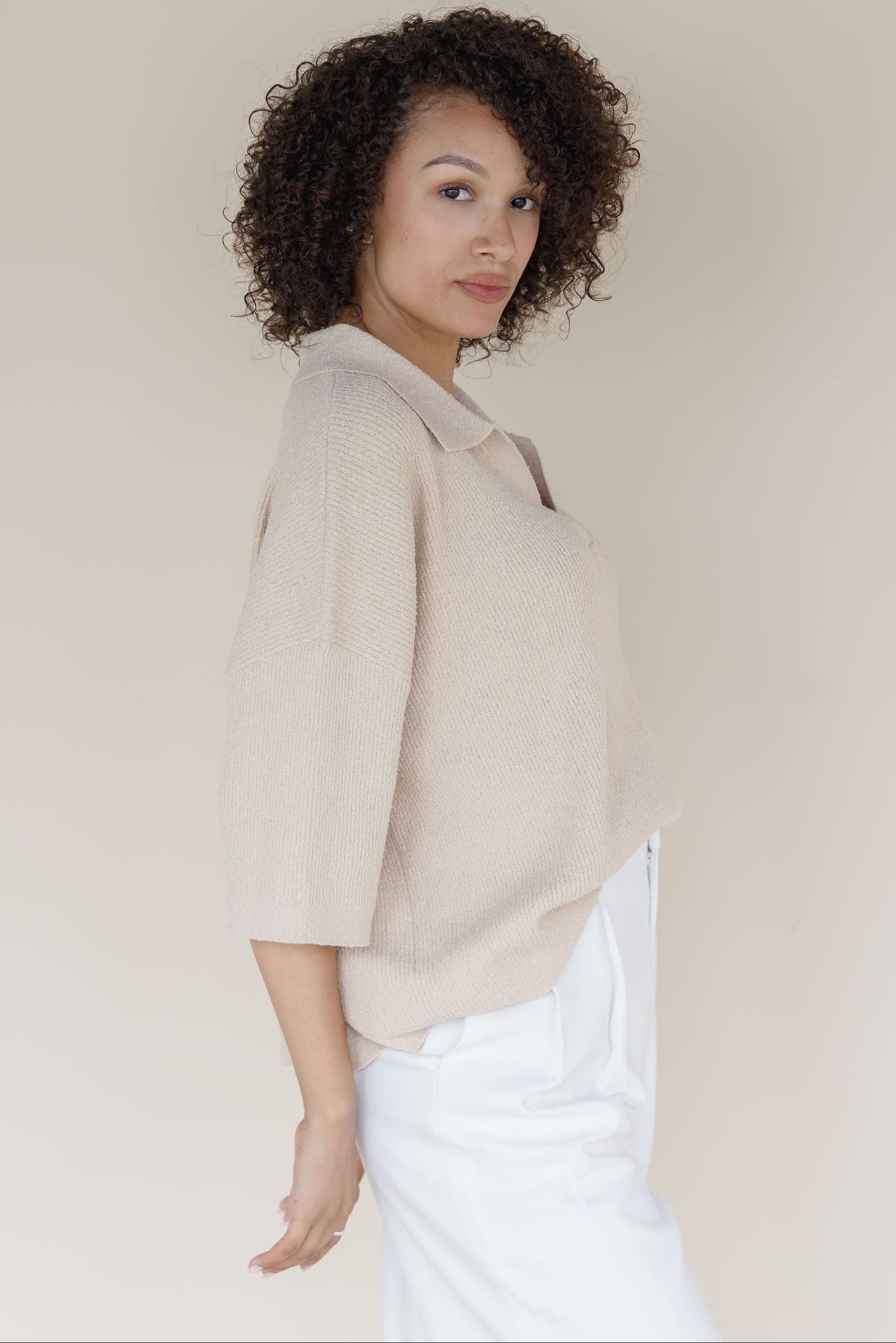 Carmen Collared Knit Top