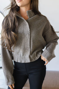 Camden High Neck Button Closure Knit Jacket