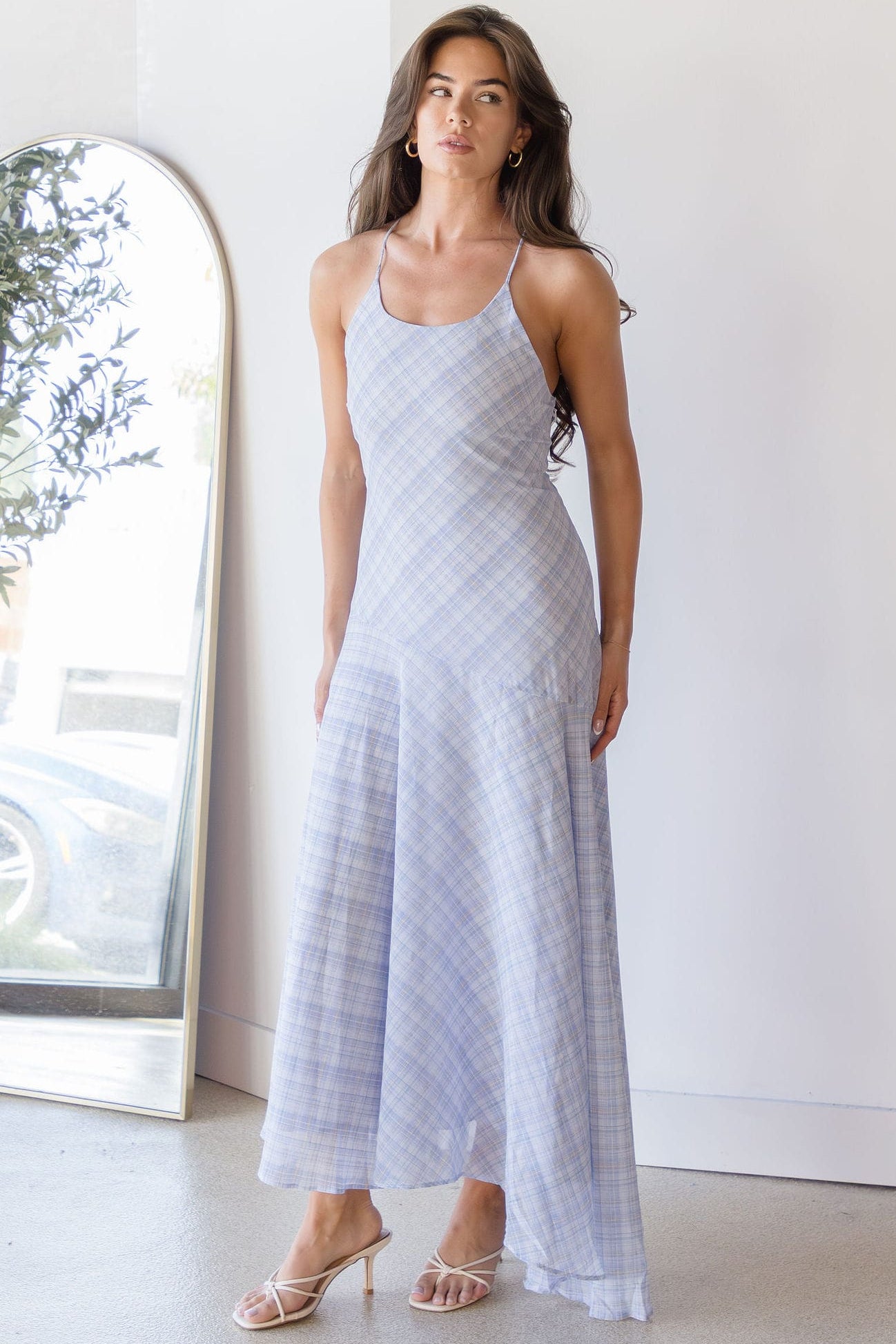 Ginny Plaid Halter Midi Dress