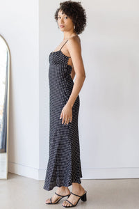 Uptown Girl Twist Back Midi Dress