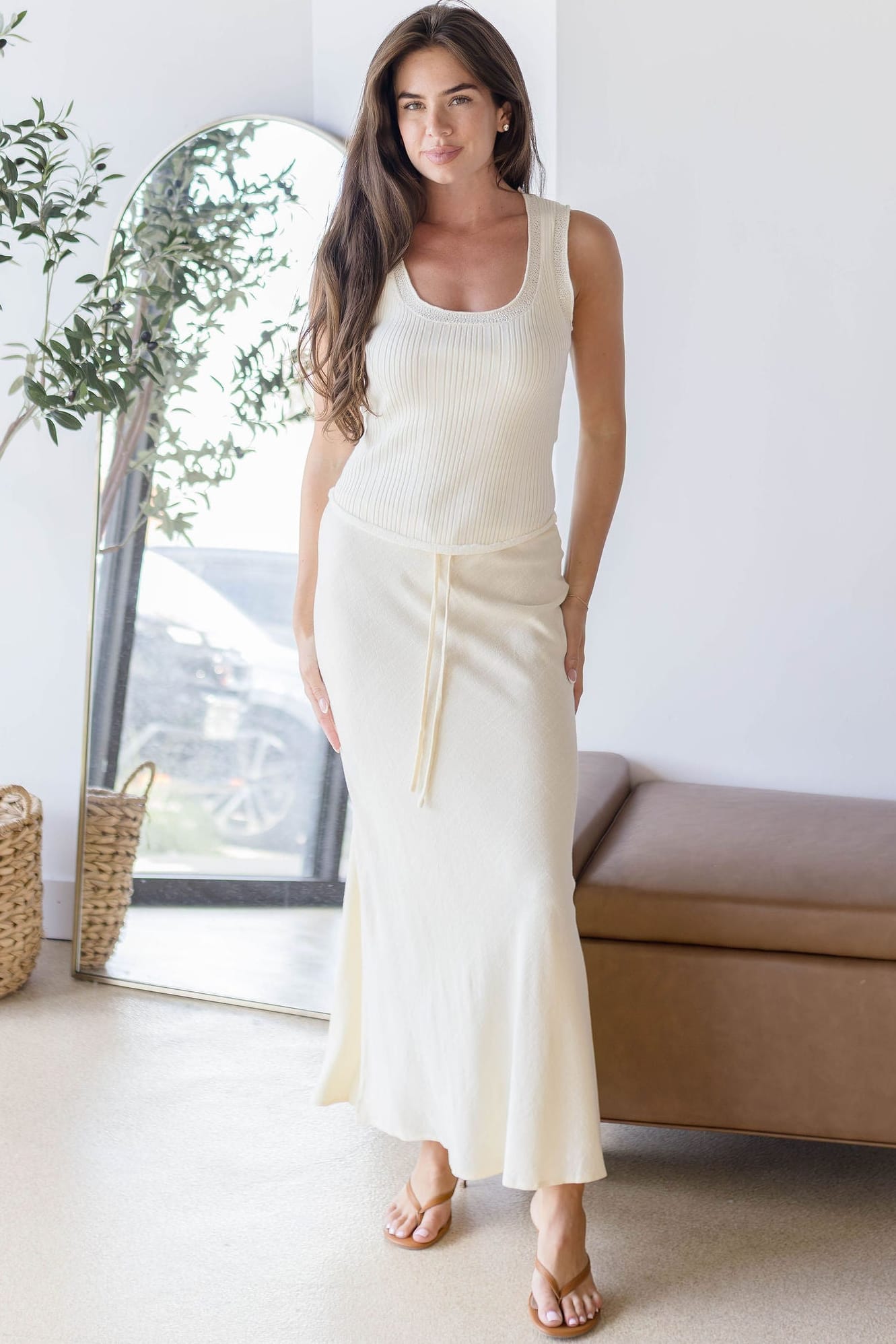 Leila Tie Waist Midi Skirt