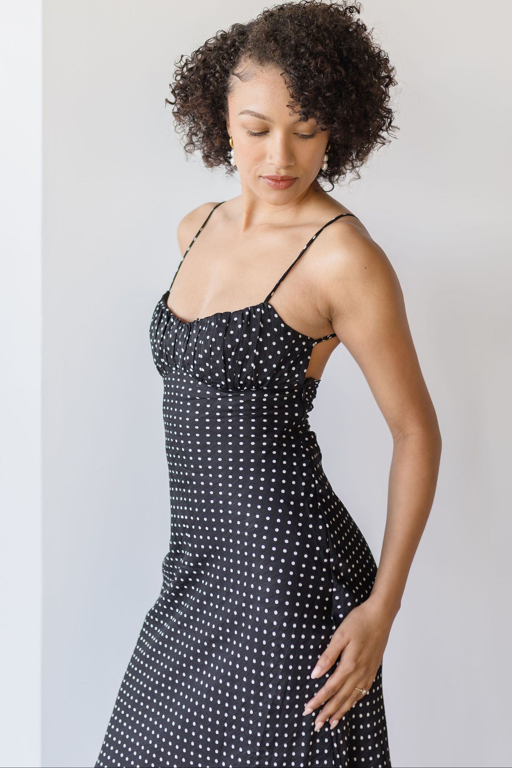 Uptown Girl Twist Back Midi Dress