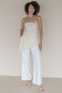 Livvy Asymmetrical Lace Trim Tube Top