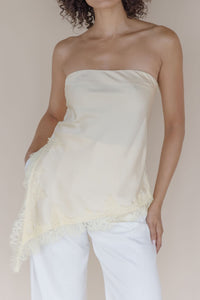 Livvy Asymmetrical Lace Trim Tube Top
