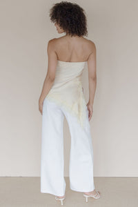 Livvy Asymmetrical Lace Trim Tube Top