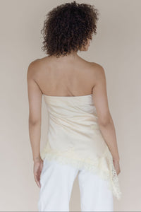 Livvy Asymmetrical Lace Trim Tube Top