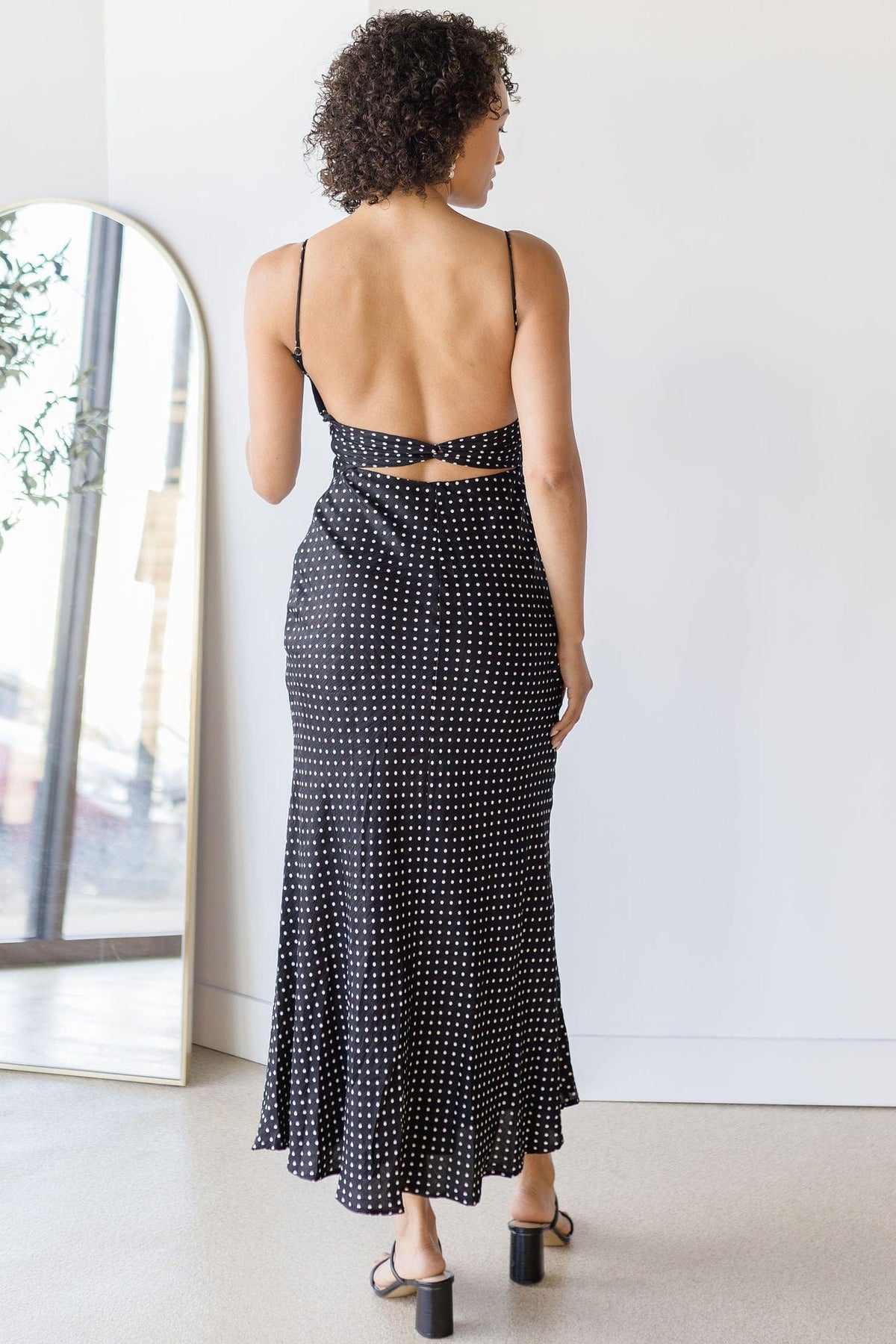 Lunette Uptown Girl Twist Back Midi Dress | Wild Dove Boutique | San Diego,CA Small / Black Polka Dot Lunette Uptown Girl Twist Back Midi Dress | Wild Dove Boutique | San Diego,CA Small / Black Polka Dot