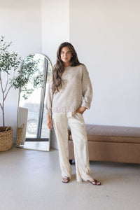 Chandler Lace Trim Satin Pant