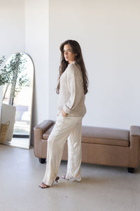 Chandler Lace Trim Satin Pant