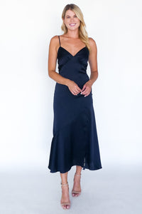 Adrienne Satin Tie Back Midi Dress