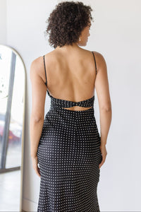 Uptown Girl Twist Back Midi Dress