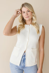 Emiliee Split Button Down Knit Vest