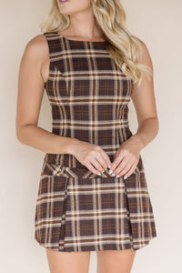 Moon River Hawthorne Drop Waist Plaid Mini Dress | Wild Dove Boutique | San Diego, CA Large / Brown Moon River Hawthorne Drop Waist Plaid Mini Dress | Wild Dove Boutique | San Diego, CA Large / Brown