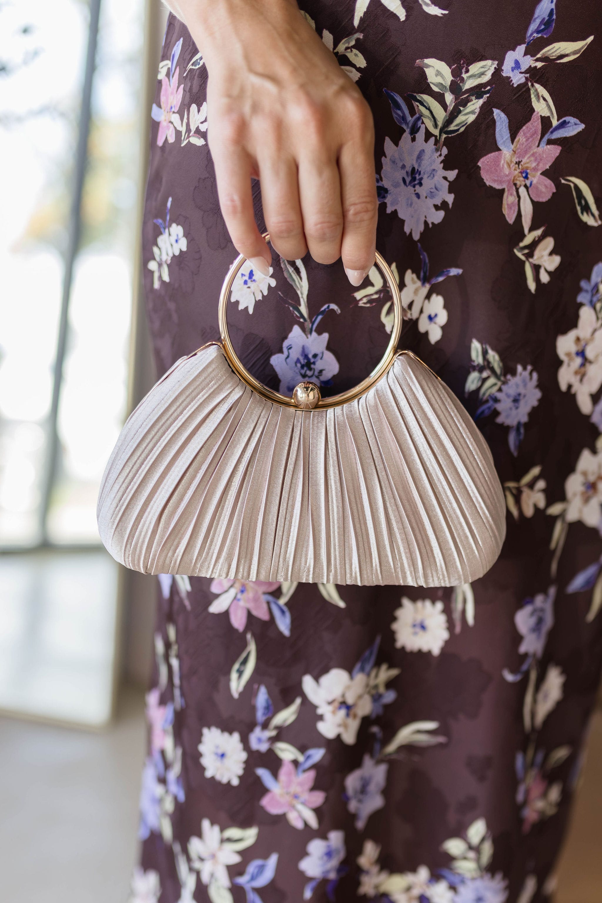 Ava Pleated Satin Evening Clutch