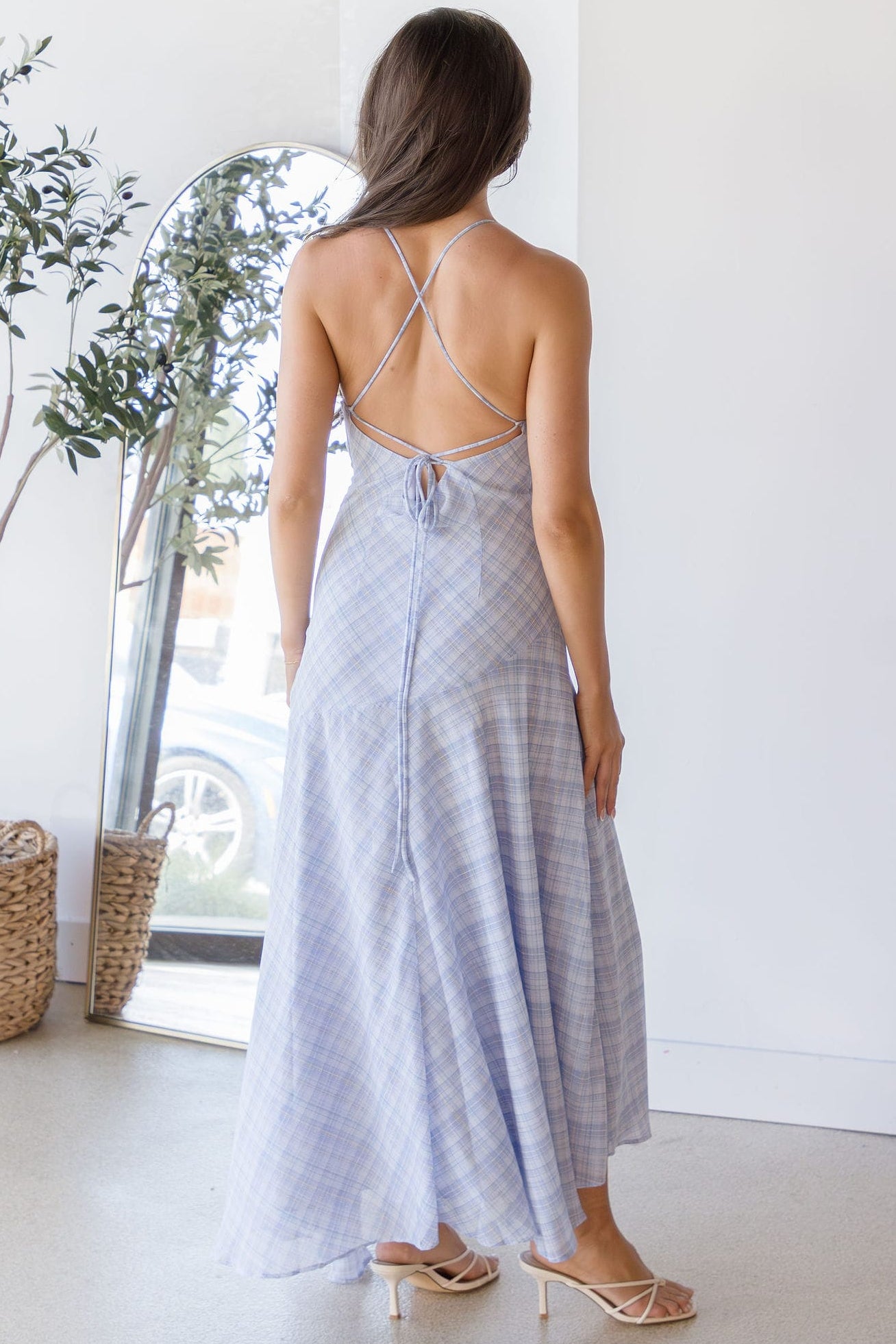 Ginny Plaid Halter Midi Dress