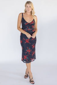 Dynamite Rose Ruched Midi Dress