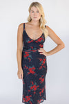 Dynamite Rose Ruched Midi Dress