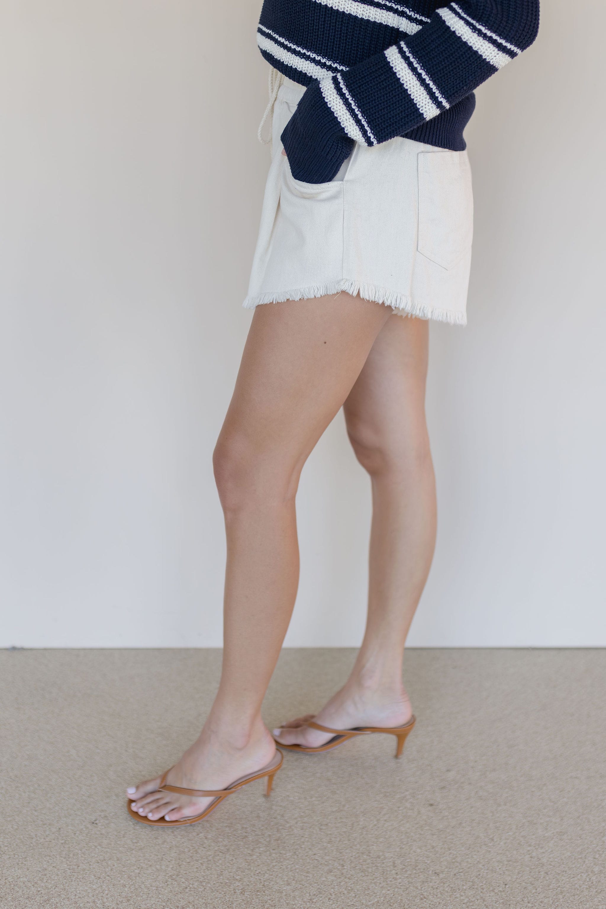 Maila Drawstring Frayed Short