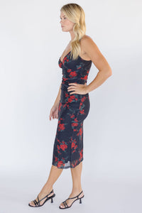 Dynamite Rose Ruched Midi Dress