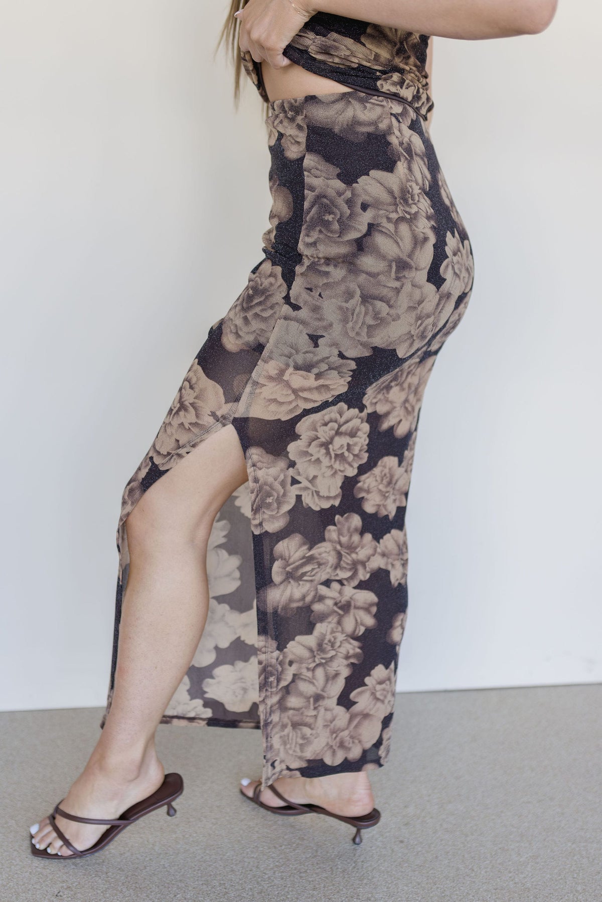 Stolen Glance Mesh Floral Maxi Skirt