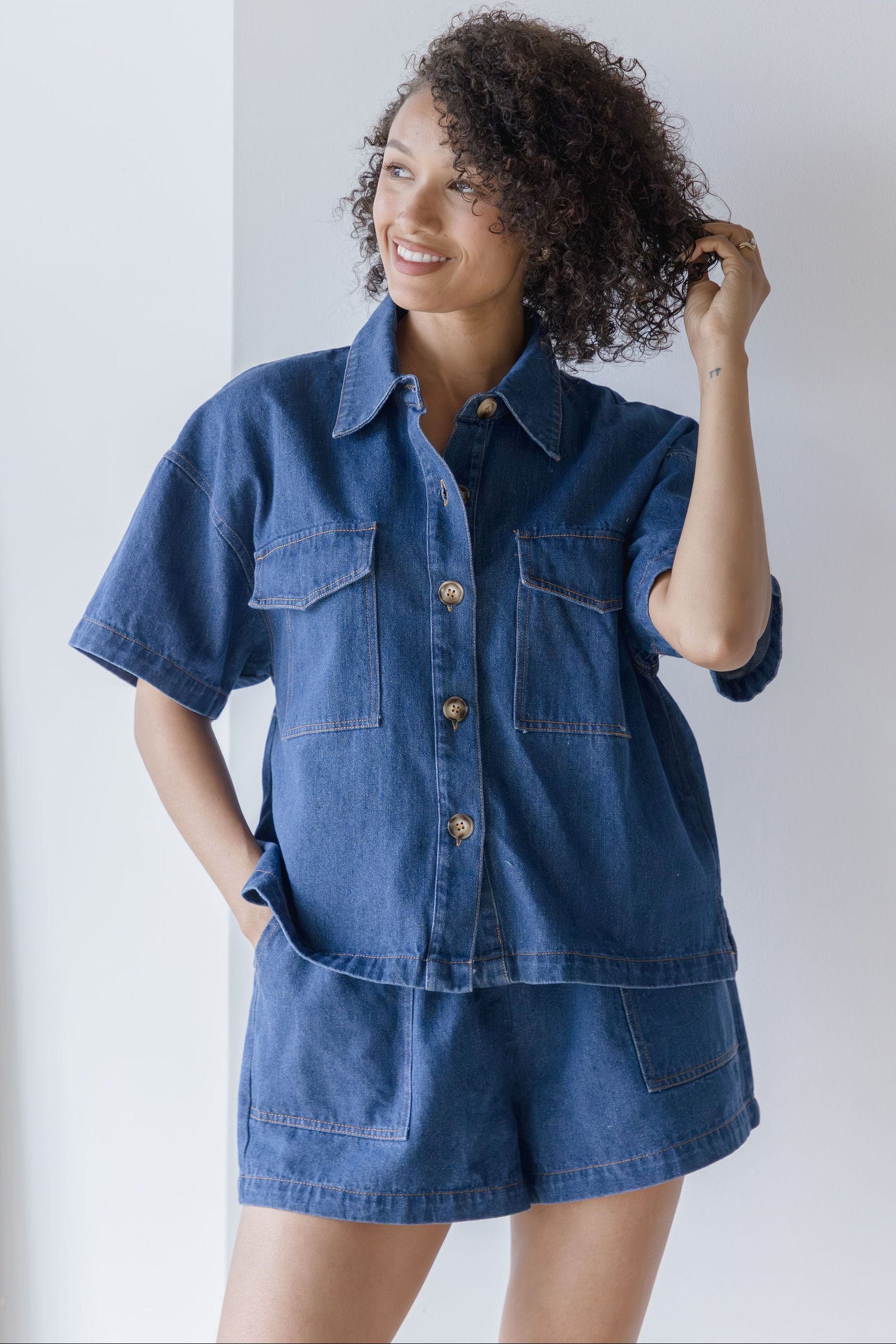 Kip Button Down Denim Shirt